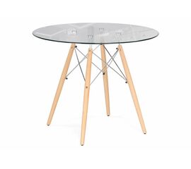 Стол стеклянный PT-151 80х80х76 clear glass / wood | Интернет магазин мебели и декора LifeDekor