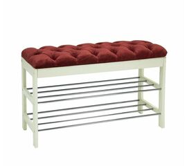 Банкетка "Грейс" (Дуб шампань, ткань бордовая, каретная стяжка) Вис | Интернет магазин мебели и декора LifeDekor