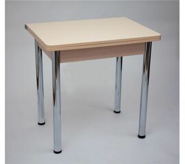 Стол обеденный ЛС-831 (Бежевые круги/ ноги Хром/кромка+царги Дуб беленый) | Интернет магазин мебели и декора LifeDekor