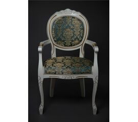 Кресло Милорд-12 (1013+патина золото/ткань Андрис бирюза Вензель) слоновая кость) | Интернет магазин мебели и декора LifeDekor