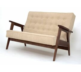 Диван двухместный РЕТРО (темный тон / RS 03 - бежевый) | Интернет магазин мебели и декора LifeDekor