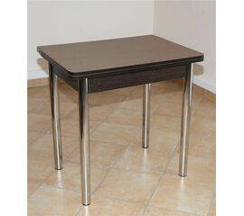 Стол обеденный ЛС-831 (Береза Эрмана темная/ ноги Хром/кромка+царги венге) | Интернет магазин мебели и декора LifeDekor