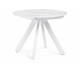 Стол стеклянный Галвестон 100х76 белый мрамор / белый | Интернет магазин мебели и декора LifeDekor