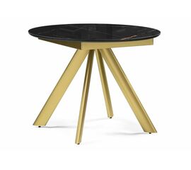 Стол стеклянный Галвестон 100х76 обсидиан / черный / золото | Интернет магазин мебели и декора LifeDekor