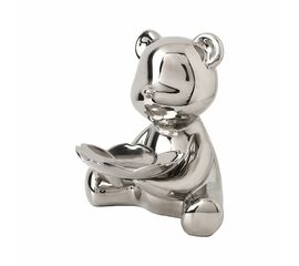 Статуэтка Медведь с подносом IST-067, 21х24 см, серебро | Интернет магазин мебели и декора LifeDekor