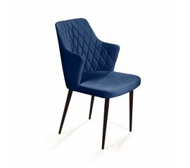 Стул с подлокотниками Hunt ромб, бархат синий 29 / чёрный конус | Интернет магазин мебели и декора LifeDekor