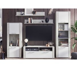 Стенка «Мирослава», МДФ Софт вайт/ Дуб Крафт Белый | Интернет магазин мебели и декора LifeDekor