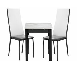 Обеденная группа Блавир белый полимер / серый полимер / метрополитан грей / черный | Интернет магазин мебели и декора LifeDekor