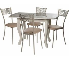 Обеденная группа (Стол Альба мини и 4 стула Эрго), патина 25 | Интернет магазин мебели и декора LifeDekor