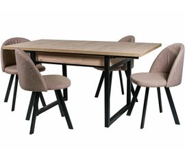 Обеденная группа (Стол Арт и 4 стула Спайдер), рогожка Кэмел | Интернет магазин мебели и декора LifeDekor