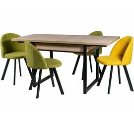 Обеденная группа (Стол Арт и 4 стула Спайдер), ткань Канди Олива | Интернет магазин мебели и декора LifeDekor