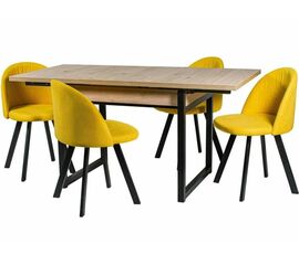 Обеденная группа (Стол Арт и 4 стула Спайдер), ткань Канди Сани | Интернет магазин мебели и декора LifeDekor