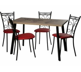 Обеденная группа (Стол Бремор и 4 стула Неаполь), Экотек красный | Интернет магазин мебели и декора LifeDekor
