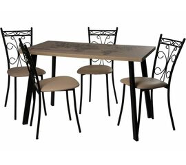 Обеденная группа (Стол Бремор и 4 стула Неаполь), Линкольн бежевый | Интернет магазин мебели и декора LifeDekor