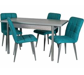 Обеденная группа (Стол Денвер и 4 стула Даллас), ткань Канди Аквамарин | Интернет магазин мебели и декора LifeDekor