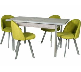 Обеденная группа (Стол Денвер и 4 стула Спайдер), ткань Канди Олива | Интернет магазин мебели и декора LifeDekor