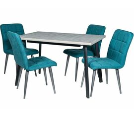 Обеденная группа (Стол Каспер и 4 стула Даллас), ткань Канди Аквамарин | Интернет магазин мебели и декора LifeDekor