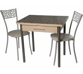 Обеденная группа (Стол Милагро и 2 стула Кемпер), белый мрамор | Интернет магазин мебели и декора LifeDekor