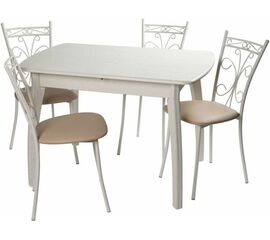 Обеденная группа (Стол Верона и 4 стула Неаполь), Линкольн бежевый | Интернет магазин мебели и декора LifeDekor