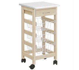 Тумба с ящиком и корзинами белый/лак | Интернет магазин мебели и декора LifeDekor