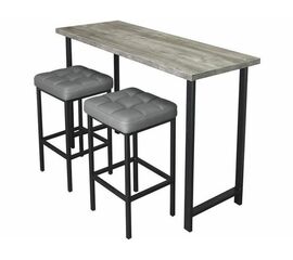 Обеденная группа (Консоль барная и 2 стула Камелот), кожзам Темно-серый | Интернет магазин мебели и декора LifeDekor