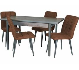 Обеденная группа (Стол Денвер и 4 стула Даллас), ткань Канди Мокко | Интернет магазин мебели и декора LifeDekor