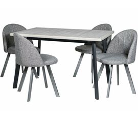 Обеденная группа (Стол Каспер и 4 стула Спайдер), ткань рогожка Графит | Интернет магазин мебели и декора LifeDekor