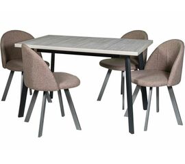 Обеденная группа (Стол Каспер и 4 стула Спайдер), ткань рогожка Кэмел | Интернет магазин мебели и декора LifeDekor