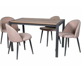 Обеденная группа (Стол Кастел и 4 стула Делтон), ткань рогожка Кэмел | Интернет магазин мебели и декора LifeDekor