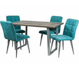 Обеденная группа (Стол Патика и 4 стула Даллас), ткань Канди Аквамарин | Интернет магазин мебели и декора LifeDekor