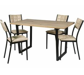 Обеденная группа (Стол Патика и 4 стула Дункан), кожзам Линкольн беж | Интернет магазин мебели и декора LifeDekor