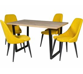 Обеденная группа (Стол Патика и 4 стула Шато), ткань Канди Сани | Интернет магазин мебели и декора LifeDekor