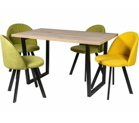 Обеденная группа (Стол Патика и 4 стула Спайдер), ткань Канди Олива | Интернет магазин мебели и декора LifeDekor