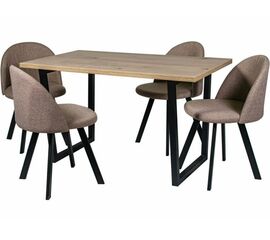 Обеденная группа (Стол Патика и 4 стула Спайдер), ткань рогожка Кэмел | Интернет магазин мебели и декора LifeDekor