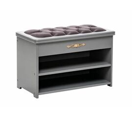 Обувница Патриция (Серый ясень / ткань V 19, каретная стяжка) | Интернет магазин мебели и декора LifeDekor