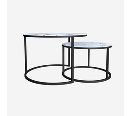 Набор кофейных столиков Tango белый мрамор с черными ножками | Интернет магазин мебели и декора LifeDekor