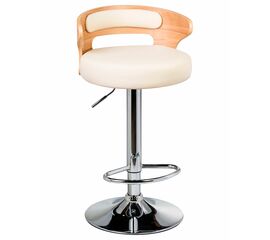 Стул барный DOBRIN FRED, натуральное дерево, кремовый, Вариант: натуральное дерево, кремовый | Интернет магазин мебели и декора LifeDekor
