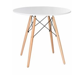 Стол обеденный DOBRIN CHELSEA`80, ножки светлый бук, столешница белая, Вариант: ножки светлый бук, столешница белая | Интернет магазин мебели и декора LifeDekor