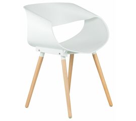 Стул обеденный DOBRIN ALIEN, ножки светлый бук, цвет белый (W-02), Вариант: ножки светлый бук, цвет белый (W-02) | Интернет магазин мебели и декора LifeDekor