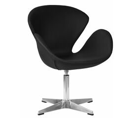 Кресло дизайнерское DOBRIN SWAN, черный кожзам P13, алюминиевое основание, Вариант: черный кожзам P13, алюминиевое основание | Интернет магазин мебели и декора LifeDekor