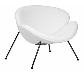 Кресло дизайнерское DOBRIN EMILY, белый (букле) ткань, черное основание, Вариант: белый (букле) ткань, черное основание | Интернет магазин мебели и декора LifeDekor