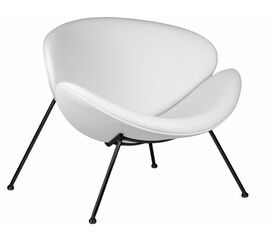 Кресло дизайнерское DOBRIN EMILY, белый винил YP17, черное основание, Вариант: белый винил YP17, черное основание | Интернет магазин мебели и декора LifeDekor