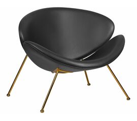 Кресло дизайнерское DOBRIN EMILY, черный винил YP16, золотое основания, Вариант: черный винил YP16, золотое основания | Интернет магазин мебели и декора LifeDekor