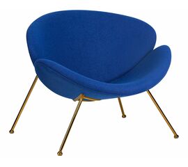 Кресло дизайнерское DOBRIN EMILY, синяя ткань AF6, золотое основание, Вариант: синяя ткань AF6, золотое основание | Интернет магазин мебели и декора LifeDekor