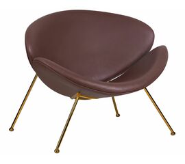Кресло дизайнерское DOBRIN EMILY, коричневый винил YP5, золотое основание, Вариант: коричневый винил YP5, золотое основание | Интернет магазин мебели и декора LifeDekor