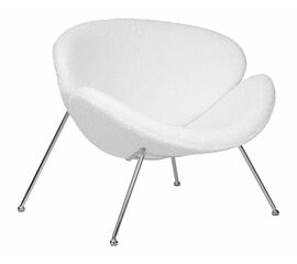 Кресло дизайнерское DOBRIN EMILY, белый (букле) ткань , хромированная сталь, Вариант: белый (букле) ткань , хромированная сталь | Интернет магазин мебели и декора LifeDekor