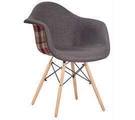 Стул обеденный DOBRIN DAW THOMAS, ножки светлый бук, сиденье 010 яркая клетка, серая ткань, Вариант: ножки светлый бук, сиденье 010 яркая клетка, серая ткань | Интернет магазин мебели и декора LifeDekor