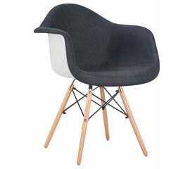 Стул обеденный DOBRIN DAW ROSS, ножки светлый бук, сиденье 012 белый пластик, чёрная ткань, Вариант: ножки светлый бук, сиденье 012 белый пластик, чёрная ткань | Интернет магазин мебели и декора LifeDekor