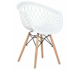 Стул обеденный DOBRIN SAMWELL, ножки светлый бук, цвет белый (W-02) | Интернет магазин мебели и декора LifeDekor