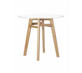 Стол обеденный DOBRIN ALBERT'80, белая столешница, основание светлый бук, Вариант: белая столешница, основание светлый бук | Интернет магазин мебели и декора LifeDekor